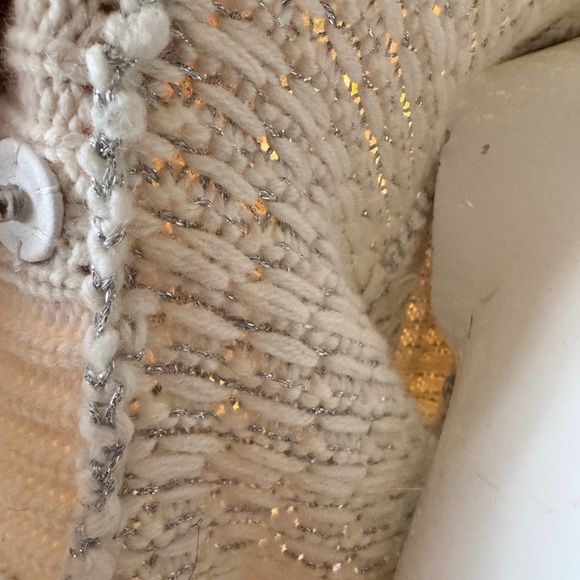 Kate Spade Cream and Gray Cardigan Sweater with Intricate Knit - Picture 14 of 17